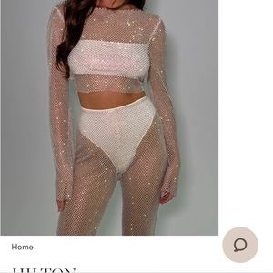 Meshki Hilton Diamonte mesh crop top